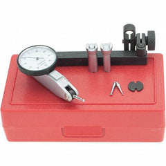 SPI - 8 Piece, 0mm to 0.2mm Measuring Range, 32mm Dial Diam, 0-100-0 Dial Reading, White Dial Test Indicator Kit - 0.04mm Accuracy, 16.2mm Contact Point Length, 2mm Ball Diam, 0.002mm Dial Graduation - USA Tool & Supply