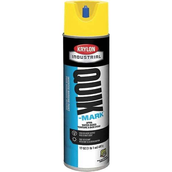 Krylon - 20 fl oz Yellow Marking Paint - 664' Coverage at 1" Wide, Water-Based Formula, 307 gL VOC - USA Tool & Supply