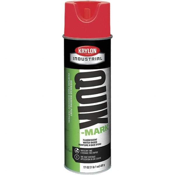 Krylon - 20 fl oz Red Marking Paint - 664' Coverage at 1" Wide, Water-Based Formula, 272 gL VOC - USA Tool & Supply