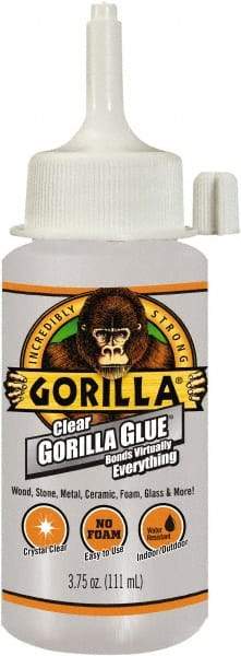 Gorilla Glue - 3.75 oz Bottle Clear All Purpose Glue - 10 min Working Time, 24 hr Full Cure Time, Bonds to Most Surfaces - USA Tool & Supply