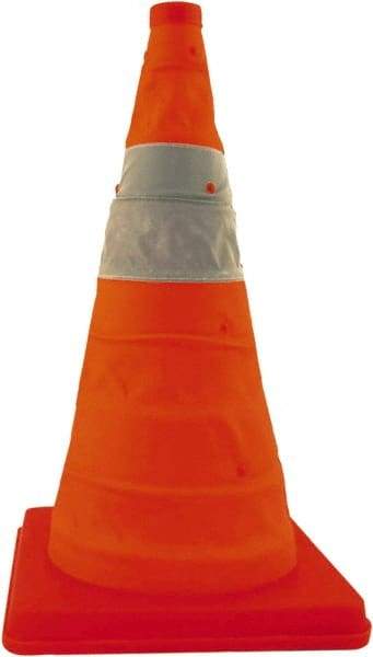 PRO-SAFE - 18" High, Orange Collapsible Traffic Cone - 13" Base Width, 16 Lb - USA Tool & Supply