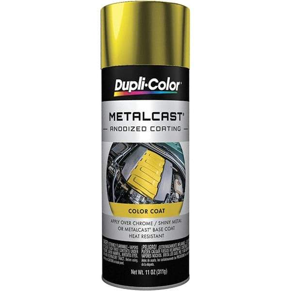 Dupli-Color - 11 oz Yellow Anodized Automotive Heat Resistant Paint - Metallic Finish, 500°F Max Temp, Comes in Aerosol Can - USA Tool & Supply