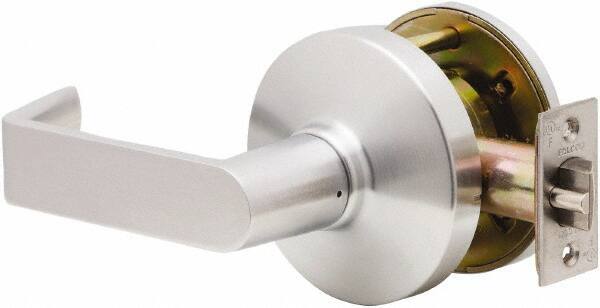 Falcon - Grade 2 Communicating Lever Lockset for 1-3/8" Thick Doors - 2-3/4" Back Set, No Cylinder, Steel, Satin Chrome Finish - USA Tool & Supply