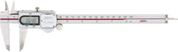 SPI - 0 to 200mm Range, 0.01mm Resolution, IP67 Electronic Caliper - Stainless Steel with 50mm Stainless Steel Jaws, 0.03mm Accuracy - USA Tool & Supply