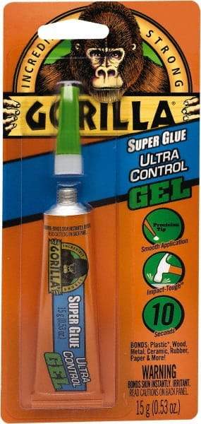 Gorilla Glue - 0.53 oz Tube Clear Super Glue - 24 hr Full Cure Time, Bonds to Most Surfaces - USA Tool & Supply