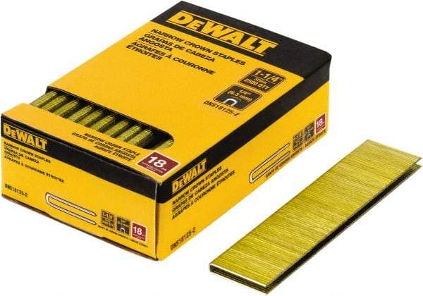 DeWALT - 1-1/4" Long x 1/4" Wide, 18 Gauge Crowned Construction Staple - Steel, Copper Finish, Chisel Point - USA Tool & Supply