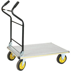 Wesco Industrial Products - 750 Lb Capacity 41" OAH Platform Truck - Ergonomic Cushion Grip Handle, Aluminum, Solid Rubber Wheels - USA Tool & Supply