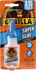 Gorilla Glue - 0.53 oz Bottle Clear Super Glue - 24 hr Full Cure Time, Bonds to Most Surfaces - USA Tool & Supply