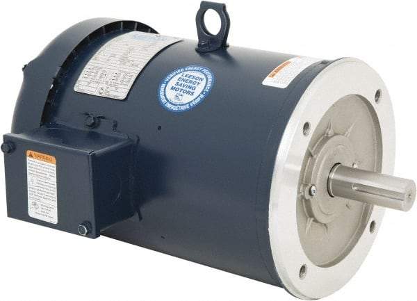 Leeson - 5 Max hp, 3,600 Max RPM, Premium Efficient Electric AC DC Motor - 230/460 V Input, Three Phase, 184TC Frame, C-Face Mount, TEFC Enclosure - USA Tool & Supply