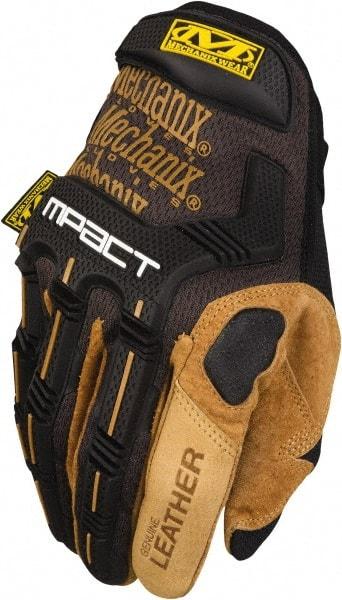 Mechanix Wear - Size M (9) Split Leather Work Gloves - For General Purpose, Uncoated, Hook & Loop Cuff, Full Fingered, Black, Paired - USA Tool & Supply
