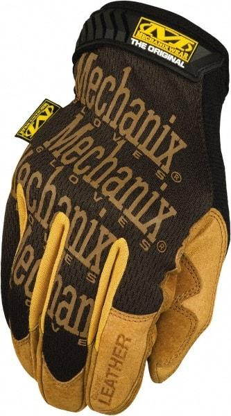 Mechanix Wear - Size 2XL (12) Split Leather Work Gloves - For General Purpose, Uncoated, Hook & Loop Cuff, Full Fingered, Black, Paired - USA Tool & Supply