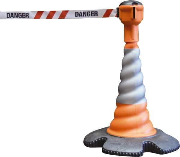 PRO-SAFE - 40" High, Orange & Red Warning Post Kit - 23-15/16" Base Width, 13.65 Lb - USA Tool & Supply