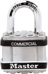 Master Lock - 1" Shackle Clearance, Keyed Different Padlock - 5/16" Shackle Diam, Laminated Steel - USA Tool & Supply