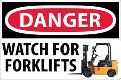 NMC - "Danger - Watch For Forklifts", 24" Long x 36" Wide, Texwalk Safety Sign - Rectangle, 0.005" Thick, Use for Workplace/Safety - USA Tool & Supply