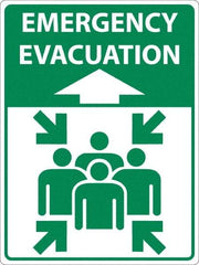 NMC - "Emergency Evacuation", 24" Long x 18" Wide, Sportwalk Safety Sign - Rectangle, 0.005" Thick, Use for Workplace/Safety - USA Tool & Supply