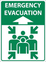 NMC - "Emergency Evacuation", 24" Long x 18" Wide, Asphalt Art Safety Sign - Rectangle, 0.005" Thick, Use for Workplace/Safety - USA Tool & Supply