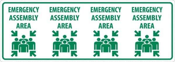 NMC - "Emergency Assembly Area", 12" Long x 34" Wide, Sportwalk Safety Sign - Rectangle, 0.005" Thick, Use for Workplace/Safety - USA Tool & Supply