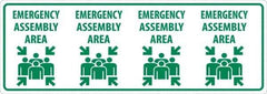 NMC - "Emergency Assembly Area", 12" Long x 34" Wide, Sportwalk Safety Sign - Rectangle, 0.005" Thick, Use for Workplace/Safety - USA Tool & Supply
