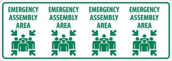 NMC - "Emergency Assembly Area", 12" Long x 34" Wide, Asphalt Art Safety Sign - Rectangle, 0.005" Thick, Use for Workplace/Safety - USA Tool & Supply