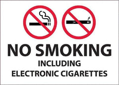 NMC - "No Smoking Including Electronic Cigarettes", 10" Long x 14" Wide, Pressure-Sensitive Vinyl Safety Sign - Rectangular, 0.0045" Thick, Use for Smoking Regulations - USA Tool & Supply