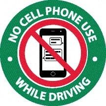NMC - "No Cell Phone Use", 3" Long x 3" Wide, Pressure-Sensitive Vinyl Safety Sign - Round, 0.0045" Thick, Use for Accident Prevention, Pack of 25 - USA Tool & Supply
