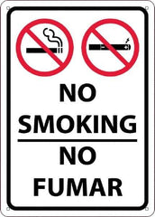 NMC - "No Smoking - No Fumar", 10" Long x 14" Wide, Rigid Plastic Safety Sign - Rectangular, 0.05" Thick, Use for Smoking Regulations - USA Tool & Supply