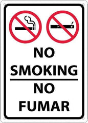 NMC - "No Smoking - No Fumar", 10" Long x 14" Wide, Aluminum Safety Sign - Rectangular, 0.04" Thick, Use for Smoking Regulations - USA Tool & Supply
