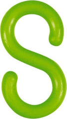 NMC - 2" High x 1/4" Long x 4" Wide Barrier S-Hook - Plastic, Uncoated, Green, Use with Plastic Chain - USA Tool & Supply