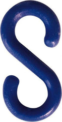 NMC - 2" High x 1/4" Long x 4" Wide Barrier S-Hook - Plastic, Uncoated, Blue, Use with Plastic Chain - USA Tool & Supply