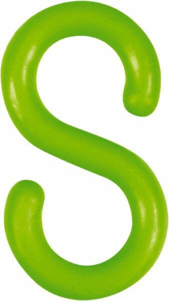 NMC - 1-1/2" High x 1/4" Long x 4" Wide Barrier S-Hook - Plastic, Uncoated, Green, Use with Plastic Chain - USA Tool & Supply