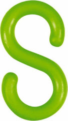 NMC - 1-1/2" High x 1/4" Long x 4" Wide Barrier S-Hook - Plastic, Uncoated, Green, Use with Plastic Chain - USA Tool & Supply