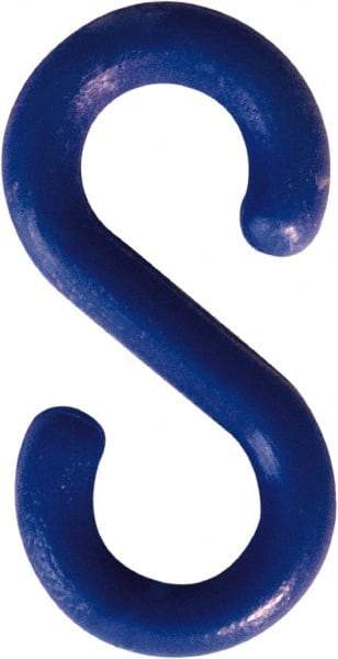 NMC - 1-1/2" High x 1/4" Long x 4" Wide Barrier S-Hook - Plastic, Uncoated, Blue, Use with Plastic Chain - USA Tool & Supply