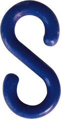 NMC - 1-1/2" High x 1/4" Long x 4" Wide Barrier S-Hook - Plastic, Uncoated, Blue, Use with Plastic Chain - USA Tool & Supply