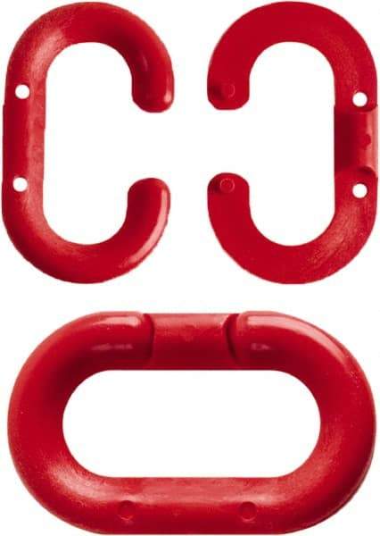 NMC - 1-1/2" High x 1/4" Long x 4" Wide Barrier Connecting Link - Plastic, Uncoated, Red, Use with Plastic Chain - USA Tool & Supply