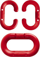 NMC - 1-1/2" High x 1/4" Long x 4" Wide Barrier Connecting Link - Plastic, Uncoated, Red, Use with Plastic Chain - USA Tool & Supply