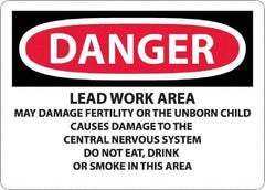 NMC - "Danger - Lead Work Area May Damage Fertility Or The Unborn Child", 10" Long x 14" Wide, Rigid Plastic Safety Sign - Rectangle, 0.05" Thick, Use for Hazardous Materials - USA Tool & Supply