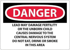NMC - "Danger - Lead May Damage Fertility or the Unborn Child", 10" Long x 14" Wide, Aluminum Safety Sign - Rectangle, 0.04" Thick, Use for Hazardous Materials - USA Tool & Supply