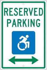 NMC - "Reserved Parking", "Handicap Symbol", 12" Wide x 18" High, Aluminum ADA Signs - 0.063" Thick, Green & Blue on White, Rectangle, Post Mount - USA Tool & Supply