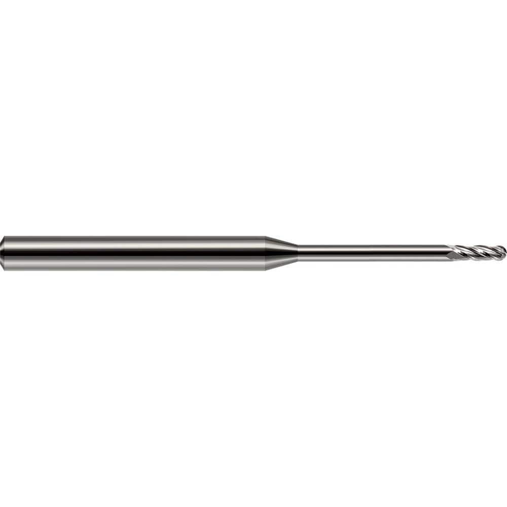 Harvey Tool - Ball End Mills; Mill Diameter (Decimal Inch): 0.0400 ; Number of Flutes: 2 ; Length of Cut (Decimal Inch): 0.1200 ; Material: Solid Carbide ; Overall Length (Inch): 1-1/2 ; Overall Length (Decimal Inch): 1.50000