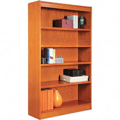 ALERA - 5 Shelf, 60" High x 35.63" Wide Bookcase - 11-3/4" Deep, Wood Veneer, Medium Cherry - USA Tool & Supply