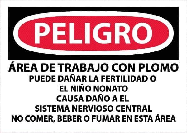 NMC - "Peligro - Area De Trabajo Con Plomo", 10" Long x 14" Wide, Paper Safety Sign - Rectangle, Use for Hazardous Materials - USA Tool & Supply