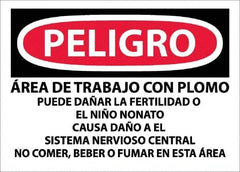 NMC - "Peligro - Area De Trabajo Con Plomo", 10" Long x 14" Wide, Paper Safety Sign - Rectangle, Use for Hazardous Materials - USA Tool & Supply