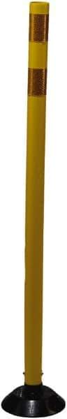 PRO-SAFE - 48" High x 3" Wide Reflective Tubular Surface Mount Delineator - Urethane, 4 Lbs, Yellow - USA Tool & Supply