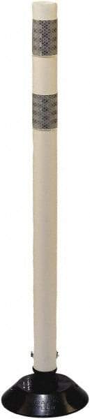 PRO-SAFE - 36" High x 3" Wide Reflective Tubular Surface Mount Delineator - Urethane, 3 Lbs, White - USA Tool & Supply