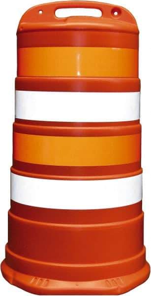 PRO-SAFE - 40" High x 36" Wide Reflective Channelizer Drum - High Density Polyethylene (HDPE), 10 Lbs, Orange - USA Tool & Supply
