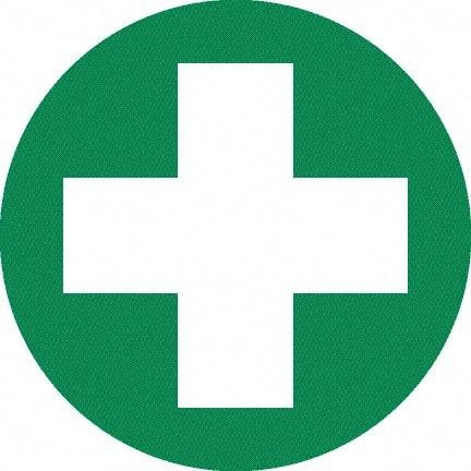NMC - First Aid Cross Graphic, Hard Hat Label - White on Green, 0.045" Thick, For Certified Operator - USA Tool & Supply
