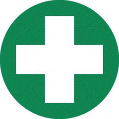 NMC - First Aid Cross Graphic, Hard Hat Label - White on Green, 0.045" Thick, For Certified Operator - USA Tool & Supply