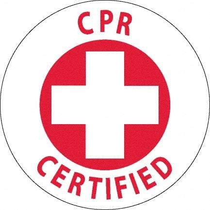 NMC - CPR Certified, Hard Hat Label - Red on White, 0.045" Thick, For Certified Operator - USA Tool & Supply