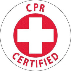 NMC - CPR Certified, Hard Hat Label - Red on White, 0.045" Thick, For Certified Operator - USA Tool & Supply