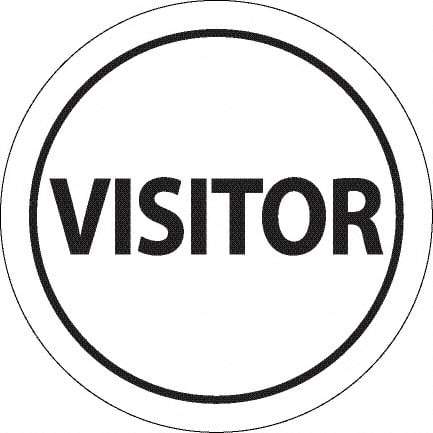 NMC - Visitor, Hard Hat Label - Black on White, 0.045" Thick, For Accident Prevention - USA Tool & Supply